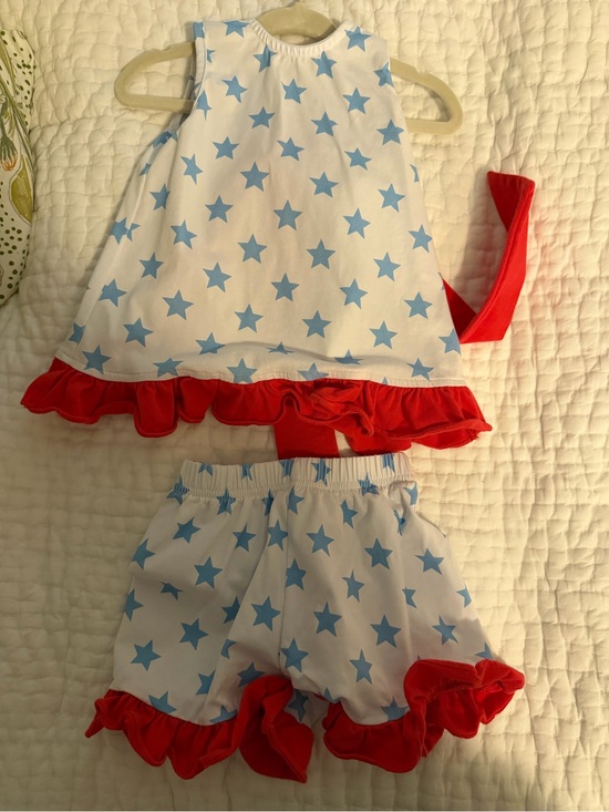 Stitchy Fish Other - Toddler Girls Bold Stars and Brave Hearts Short Set, Blue — Stitchy Fish 18M